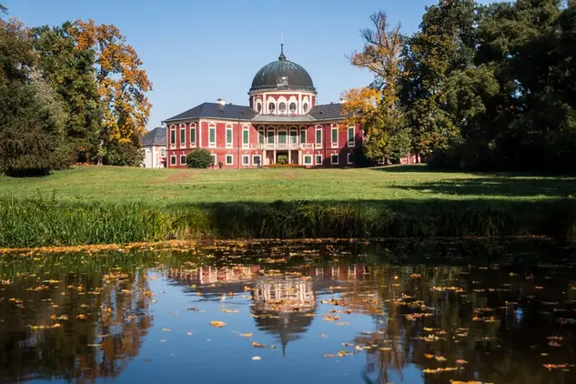 Veltrusy chateau and pond reflection