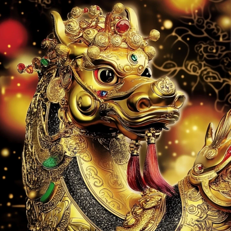 Ornate golden chinese zodiac dragon