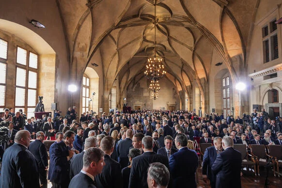 Formal gathering in hall