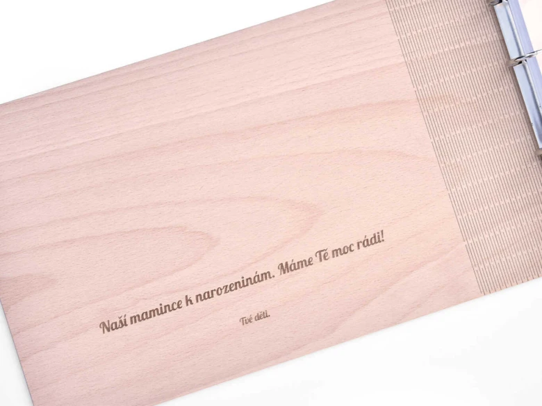 Wooden birthday card with engraving