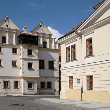 Historické budovy v centru města Louňany.