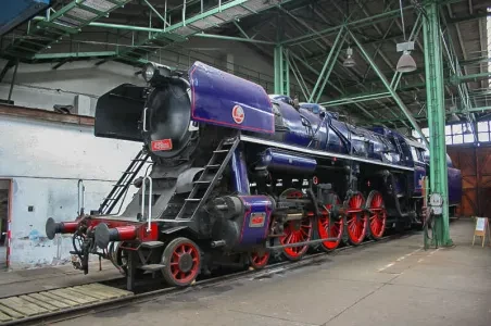 Steam locomotive on tracks