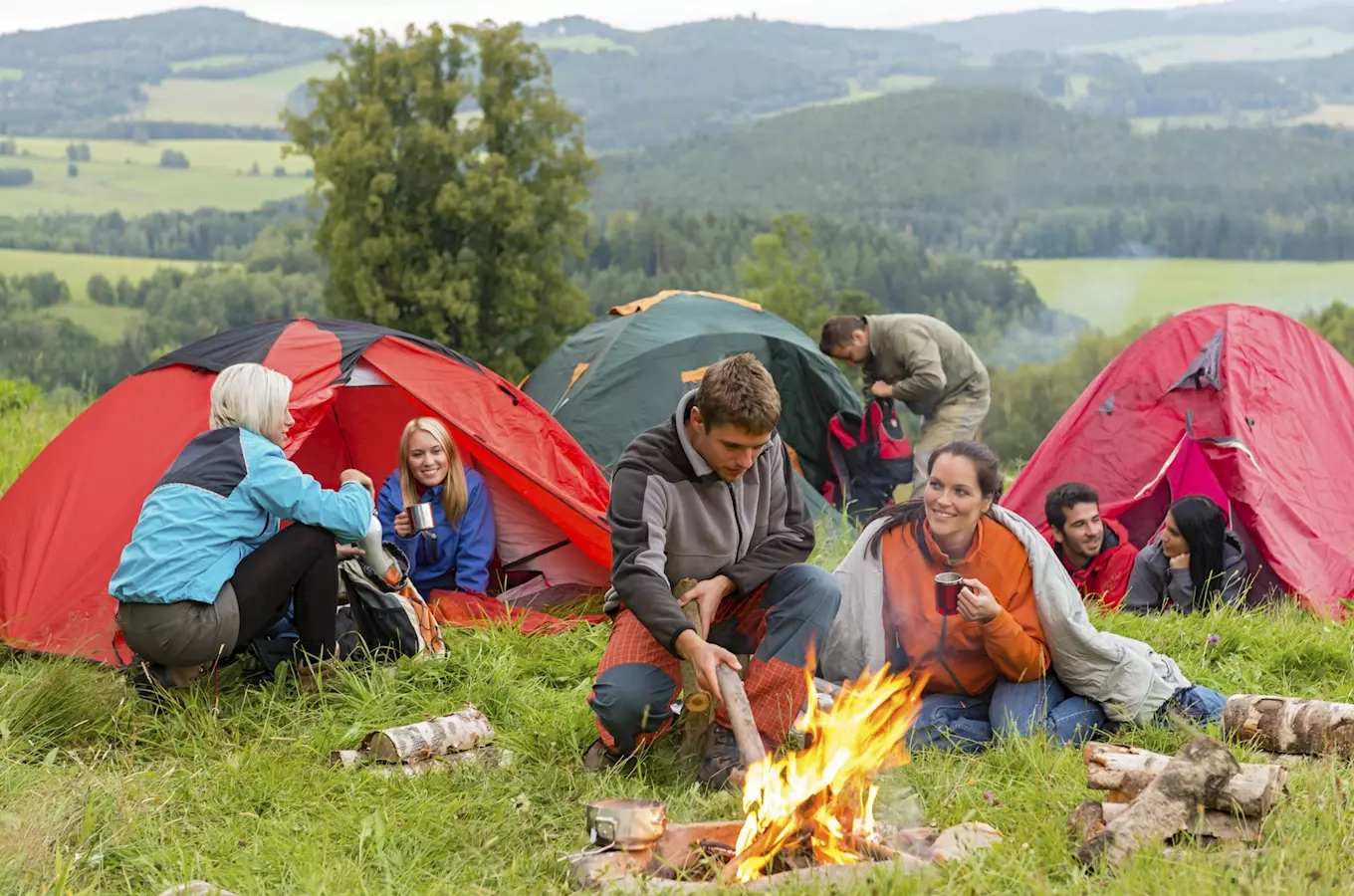 Group camping in nature