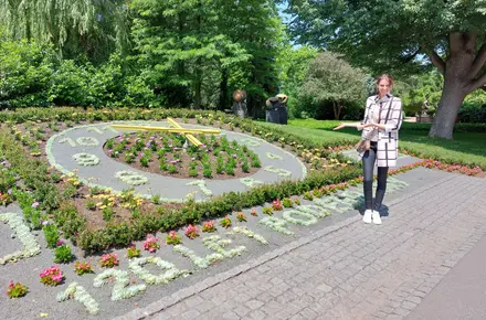 Flower garden with clock