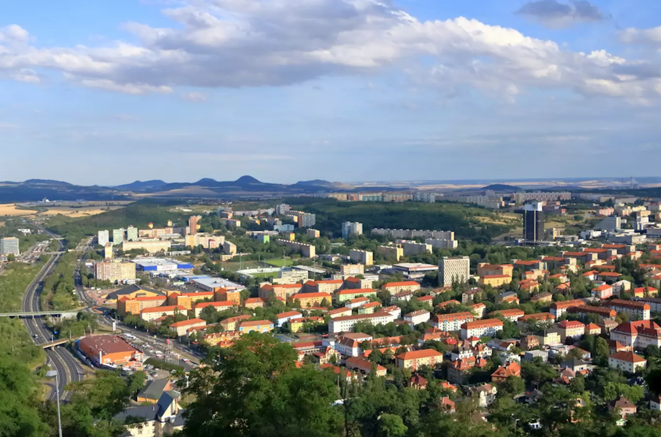 Panoramic city view of most