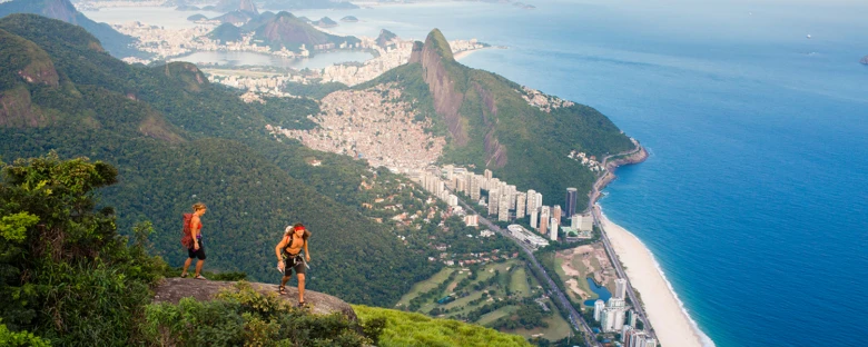 Rio de janeiro landscape with hikers