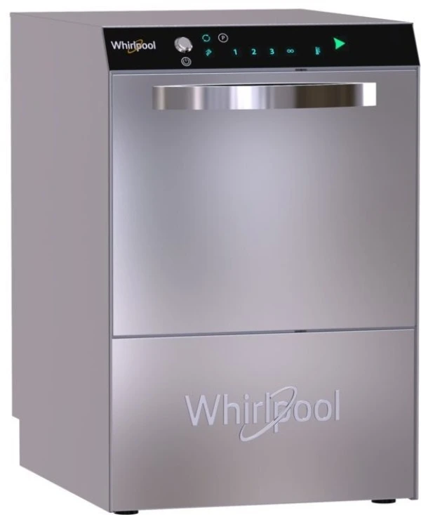 Nerezová myčka nádobí značky Whirlpool.