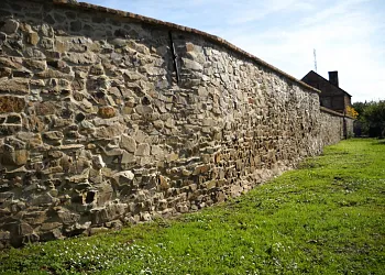 Stone wall with grass