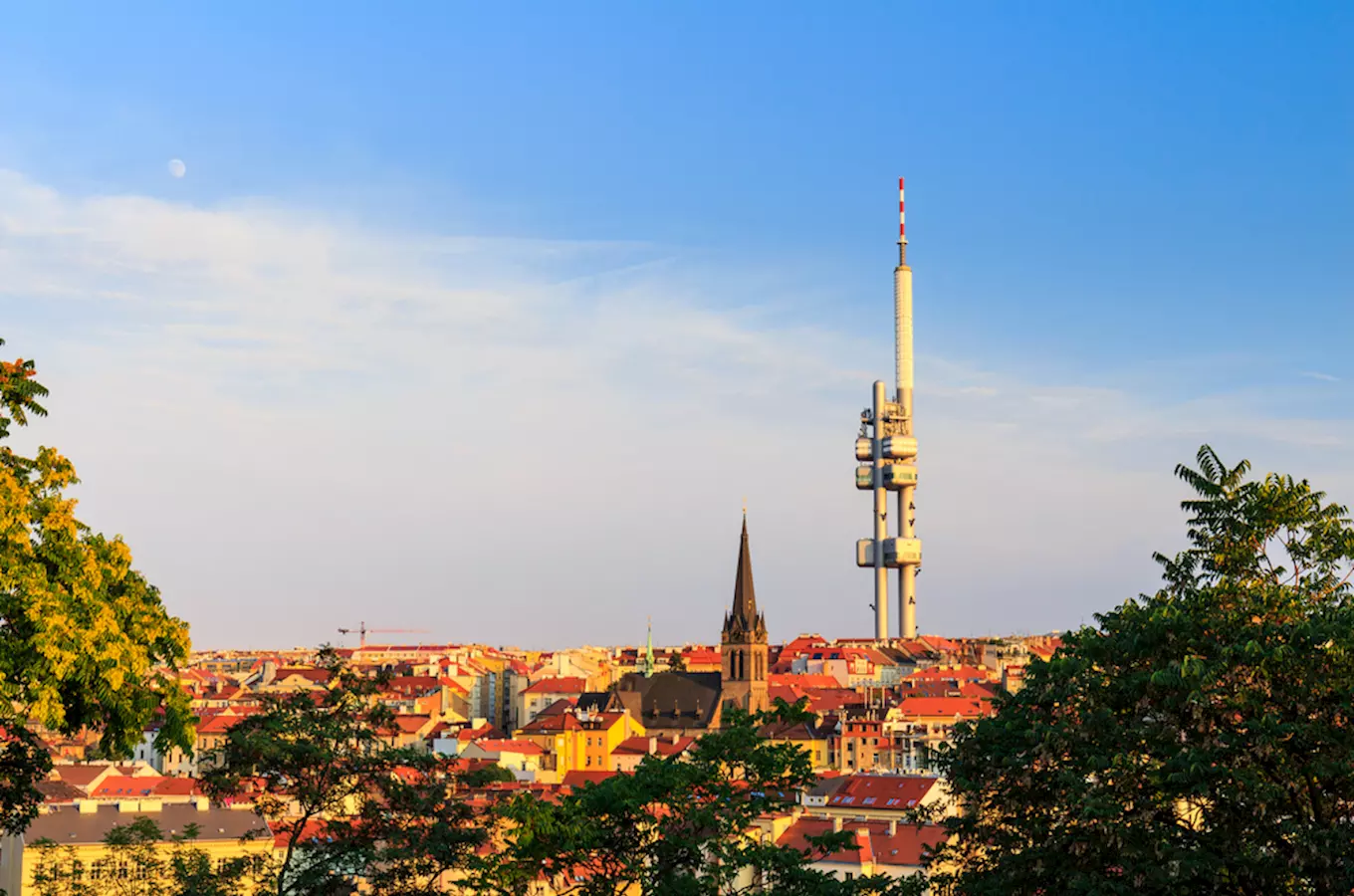 Prague tv tower and cityscape