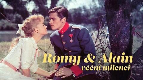 Fotografie herecké dvojice Romi Schneider a Alaina Delona.