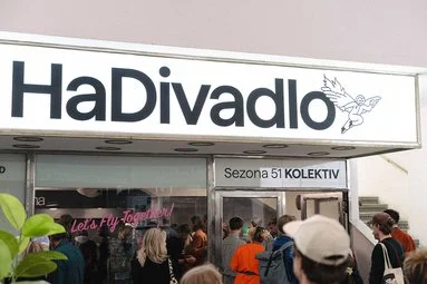 Crowd at theater entrance