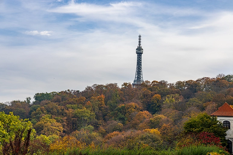 Prague tv tower on hilltop