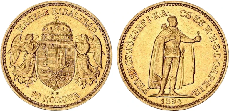 Zlatá koruna císaře Františka Josefa I z roku 1894.