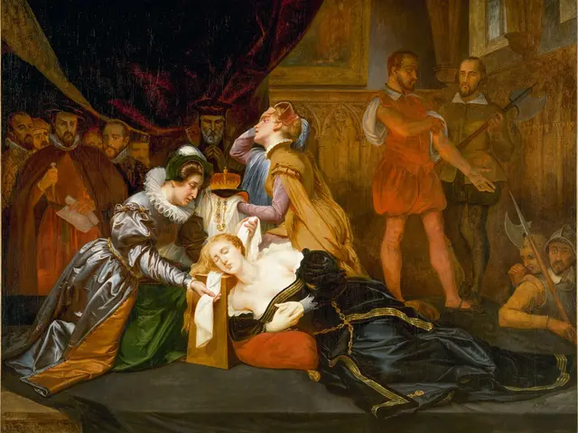 Historický obraz popisujiící popravy skotské královny Marie Stuartovny.