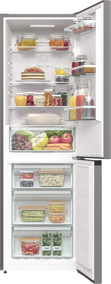 Open refrigerator with freezer