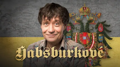 Portrét české osobnosti s národním znakem na pozadí.