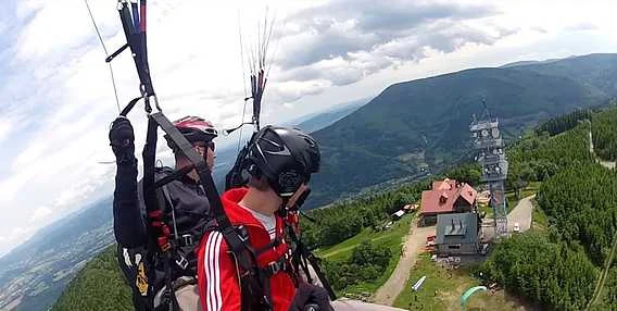 Paragliding on mountain